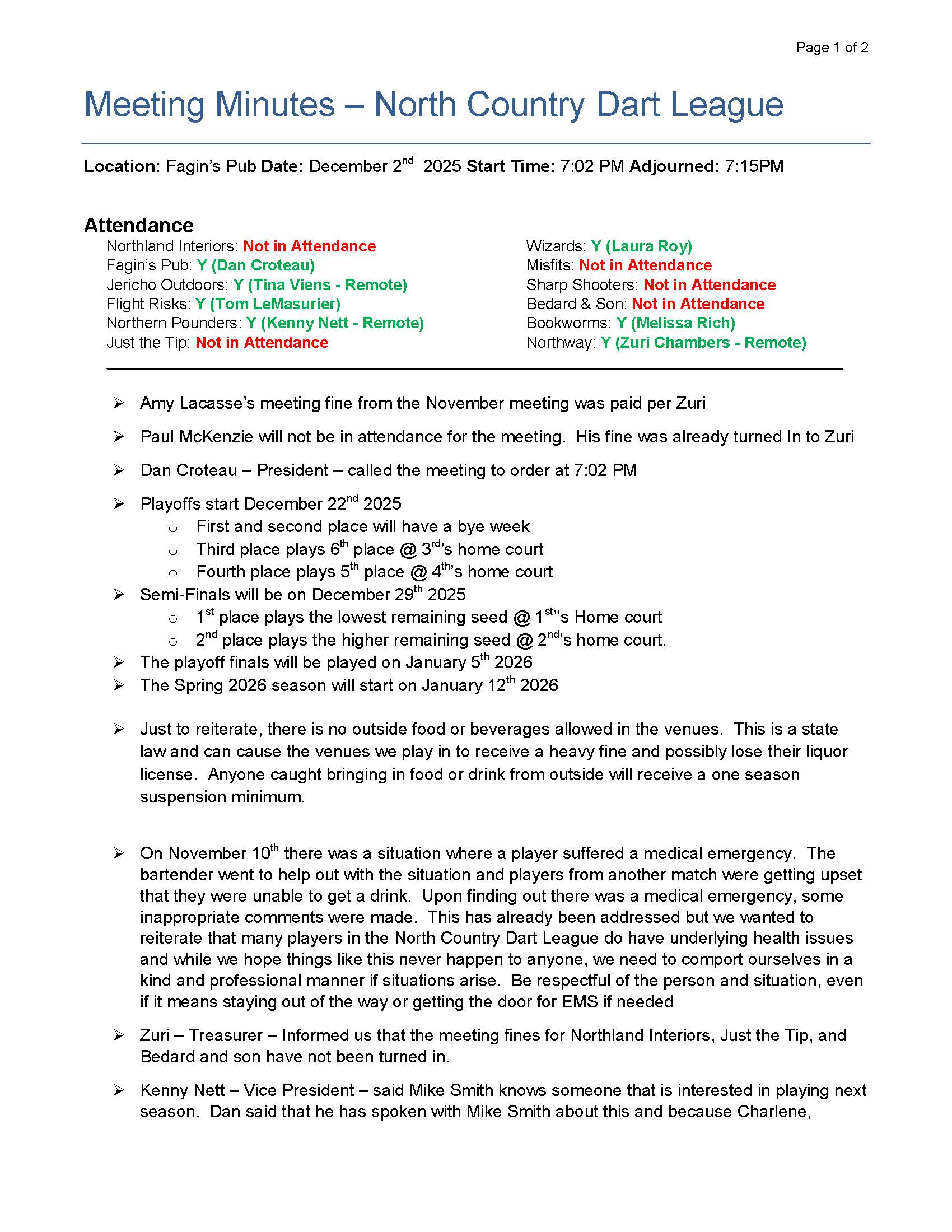 December 2025 Meeting Minutes